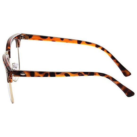 vintage fashion half frame semi-Rimless clear lens glasses Leopard - Picture 3 of 5